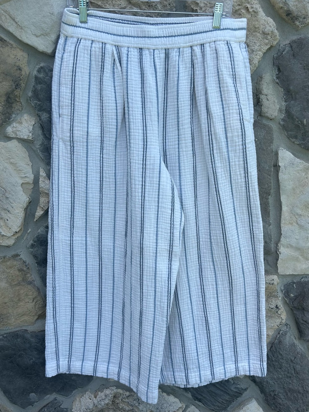 Madewell Gauzy Cotton Wide Leg Pants Large Petite High Rise Crop Beachy Resort